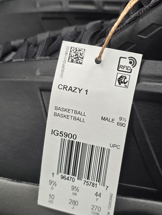 Adidas Crazy 1 Triple Black basketball shoes Men\'s Size 10 Brand New! main image 9